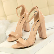 Load image into Gallery viewer, Sexy Women Slingbacks Ankle Strap Square Heel Shoes High Heels Peep Toe Pumps
