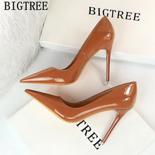 Load image into Gallery viewer, BIGTREE Women Patent Leather 8cm High Heels Stiletto Party Shoes Bridal Wedding