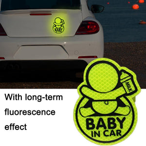 Car Vehicle Baby Reflective Luminous Warning Signage Creative Stickers