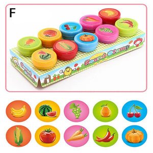 10pcs/Set Children Toy Rubber Seal Stamps Cartoon Animals Scrapbooking