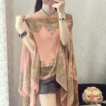 Load image into Gallery viewer, KLV Women Summer Beach Outdoor Soft V-neck Chiffon Blouse Top Neck Printed Blouse Tops