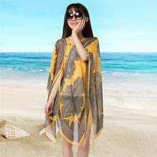 Load image into Gallery viewer, KLV Women Summer Beach Outdoor Soft V-neck Chiffon Blouse Top Neck Printed Blouse Tops
