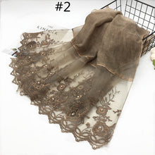 Load image into Gallery viewer, 1pc Solid color Two-Sides Lace Women foulard hijab Shawl Muslim Scarf Nailed Pearl Plain Stitching Wrap Female Malaysia Hijab