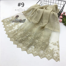 Load image into Gallery viewer, 1pc Solid color Two-Sides Lace Women foulard hijab Shawl Muslim Scarf Nailed Pearl Plain Stitching Wrap Female Malaysia Hijab