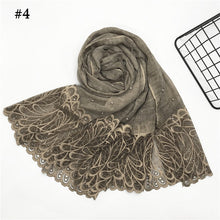 Load image into Gallery viewer, 1pc Solid color Two-Sides Lace Women foulard hijab Shawl Muslim Scarf Nailed Pearl Plain Stitching Wrap Female Malaysia Hijab