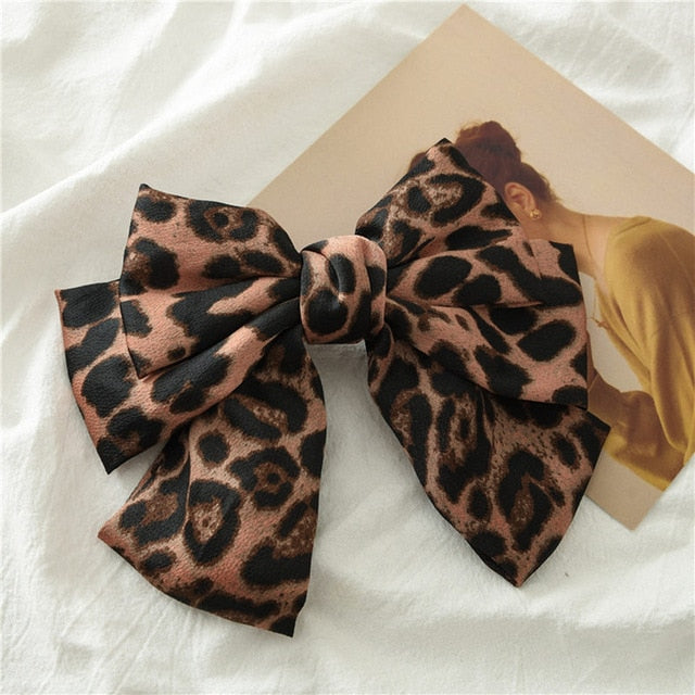 New Arrival Barrette 3 layers Leopard Print Hairpin Large Bow Hair Clip Accessories