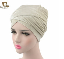 Load image into Gallery viewer, NEW Luxury pleated velvet magic Turban hijab Head Wrap Extra Long tube indian Headwrap Scarf Tie