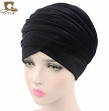 Load image into Gallery viewer, NEW Luxury pleated velvet magic Turban hijab Head Wrap Extra Long tube indian Headwrap Scarf Tie
