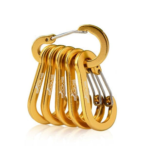 6PCS/6 Colors Booms Fishing Aluminum Alloy Keychain Buckle Hook Camping Climbing