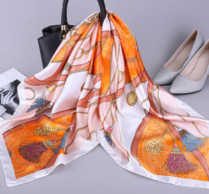 Silk Satin Neck Scarf For Women Print 90*90cm Square Shawls and Wraps Scarves