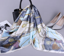 Load image into Gallery viewer, Silk Satin Neck Scarf For Women Print 90*90cm Square Shawls and Wraps Scarves