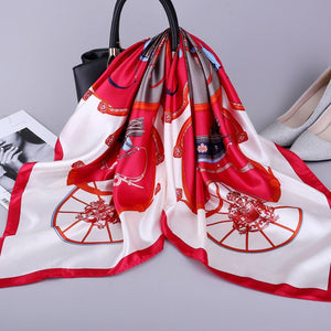 Silk Satin Neck Scarf For Women Print 90*90cm Square Shawls and Wraps Scarves
