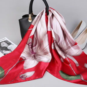 Silk Satin Neck Scarf For Women Print 90*90cm Square Shawls and Wraps Scarves