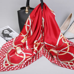 Silk Satin Neck Scarf For Women Print 90*90cm Square Shawls and Wraps Scarves