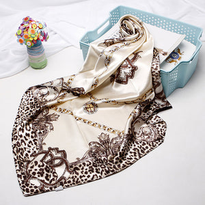 Silk Satin Neck Scarf For Women Print 90*90cm Square Shawls and Wraps Scarves