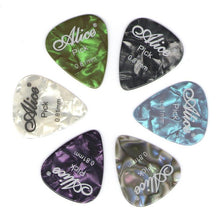 Load image into Gallery viewer, ALICE 6Pcs Celluloid Guitar Picks Mediator Thickness 0.46 0.71 0.81 0.96 1.20 1.50 mm - Color Random