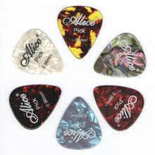 Load image into Gallery viewer, ALICE 6Pcs Celluloid Guitar Picks Mediator Thickness 0.46 0.71 0.81 0.96 1.20 1.50 mm - Color Random