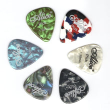 Load image into Gallery viewer, ALICE 6Pcs Celluloid Guitar Picks Mediator Thickness 0.46 0.71 0.81 0.96 1.20 1.50 mm - Color Random