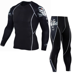 Winter Thermal Underwear Set Men's Sportswear Gym Training Jogging Tight Suits Plus Size