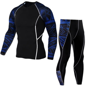 Winter Thermal Underwear Set Men's Sportswear Gym Training Jogging Tight Suits Plus Size