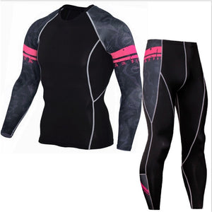 Winter Thermal Underwear Set Men's Sportswear Gym Training Jogging Tight Suits Plus Size