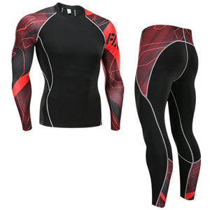 Winter Thermal Underwear Set Men's Sportswear Gym Training Jogging Tight Suits Plus Size
