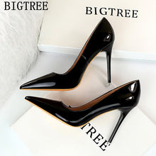 Load image into Gallery viewer, BIGTREE Women Patent Leather 8cm High Heels Stiletto Party Shoes Bridal Wedding