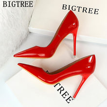 Load image into Gallery viewer, BIGTREE Women Patent Leather 8cm High Heels Stiletto Party Shoes Bridal Wedding