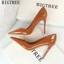 Load image into Gallery viewer, BIGTREE Women Patent Leather 8cm High Heels Stiletto Party Shoes Bridal Wedding