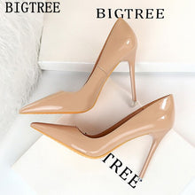 Load image into Gallery viewer, BIGTREE Women Patent Leather 8cm High Heels Stiletto Party Shoes Bridal Wedding