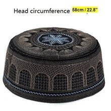 Load image into Gallery viewer, Black Muslim Hats Men Başörtüsü Arabic Turkish Topi Kufi Hat Jewish Kippah Namaz Islam Cap Turbante Turco Hombre Kippot Bonnet