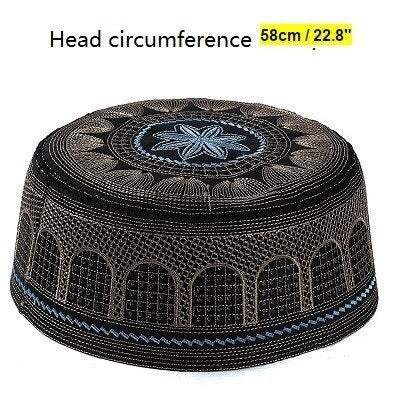 Black Muslim Hats Men Başörtüsü Arabic Turkish Topi Kufi Hat Jewish Kippah Namaz Islam Cap Turbante Turco Hombre Kippot Bonnet