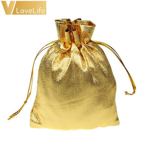 50pcs Organza Pouches Wedding Party Candy Bags Gold Silver Metallic Foil Gifts Box Christmas Tree Decorations Wholesale