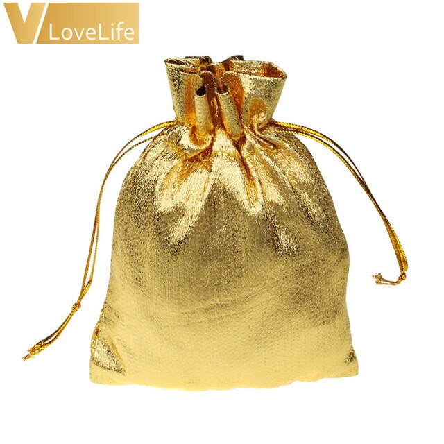 50pcs Organza Pouches Wedding Party Candy Bags Gold Silver Metallic Foil Gifts Box Christmas Tree Decorations Wholesale