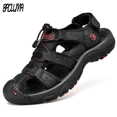 BAOLUMA Genuine Leather Classic Men Shoes Comfortable Casual Ankle Strap Sandal