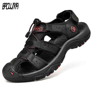 BAOLUMA Genuine Leather Classic Men Shoes Comfortable Casual Ankle Strap Sandal
