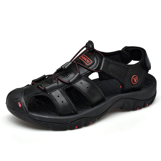 BAOLUMA Genuine Leather Classic Men Shoes Comfortable Casual Ankle Strap Sandal