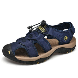 BAOLUMA Genuine Leather Classic Men Shoes Comfortable Casual Ankle Strap Sandal
