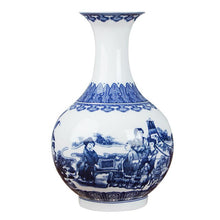Load image into Gallery viewer, Classic Chinese Blue and White Ceramic Vase Antique Tabletop Porcelain Flower Vase for Decoration