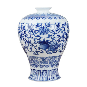 Classic Chinese Blue and White Ceramic Vase Antique Tabletop Porcelain Flower Vase for Decoration