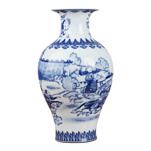 Classic Chinese Blue and White Ceramic Vase Antique Tabletop Porcelain Flower Vase for Decoration