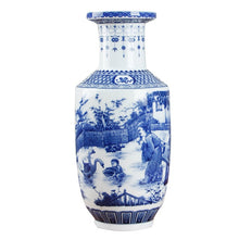 Load image into Gallery viewer, Classic Chinese Blue and White Ceramic Vase Antique Tabletop Porcelain Flower Vase for Decoration