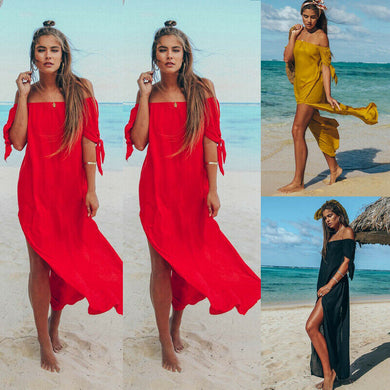 Sexy Off Shoulder Women Tunic Beach Dress Cover Up For Women Swimsuits