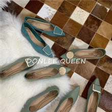 Load image into Gallery viewer, DONLEE QUEEN Flat Ballerina Lady Casual Shoes Metal Buckle Soft Moccasins Turquoise Color