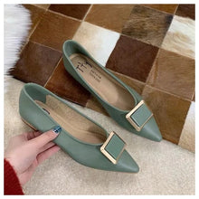 Load image into Gallery viewer, DONLEE QUEEN Flat Ballerina Lady Casual Shoes Metal Buckle Soft Moccasins Turquoise Color