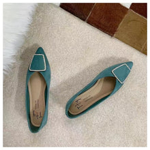 Load image into Gallery viewer, DONLEE QUEEN Flat Ballerina Lady Casual Shoes Metal Buckle Soft Moccasins Turquoise Color
