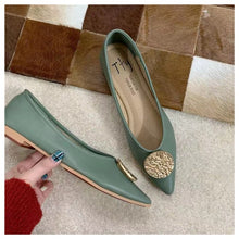 Load image into Gallery viewer, DONLEE QUEEN Flat Ballerina Lady Casual Shoes Metal Buckle Soft Moccasins Turquoise Color