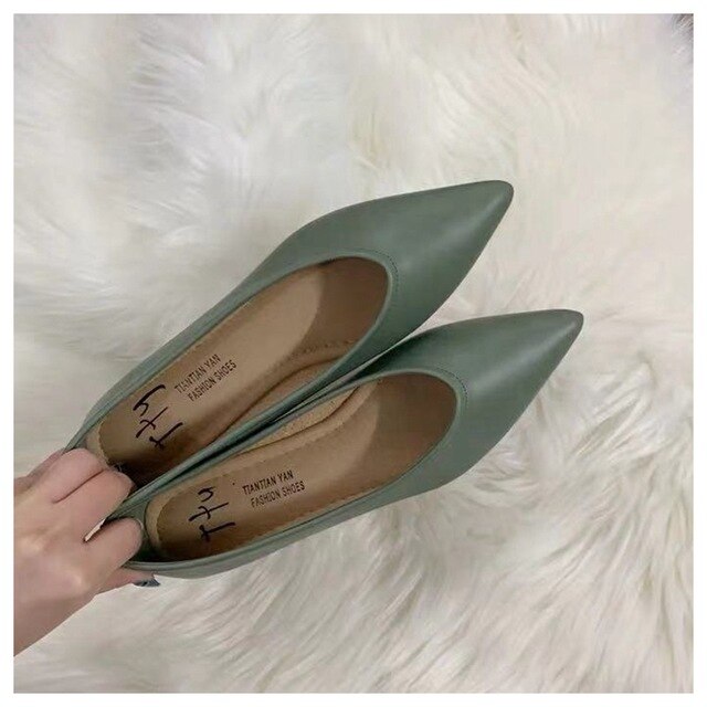 DONLEE QUEEN Flat Ballerina Lady Casual Shoes Metal Buckle Soft Moccasins Turquoise Color