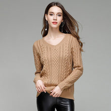 Load image into Gallery viewer, Feminino Lycra Women Plain Wool Knit Sweater Thick Long Sleeve Scarf Collar Pullover