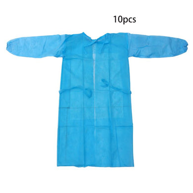 10 Pcs Blue Disposable Protective Isolation Gown Clothing Fluid Resistant Aprons